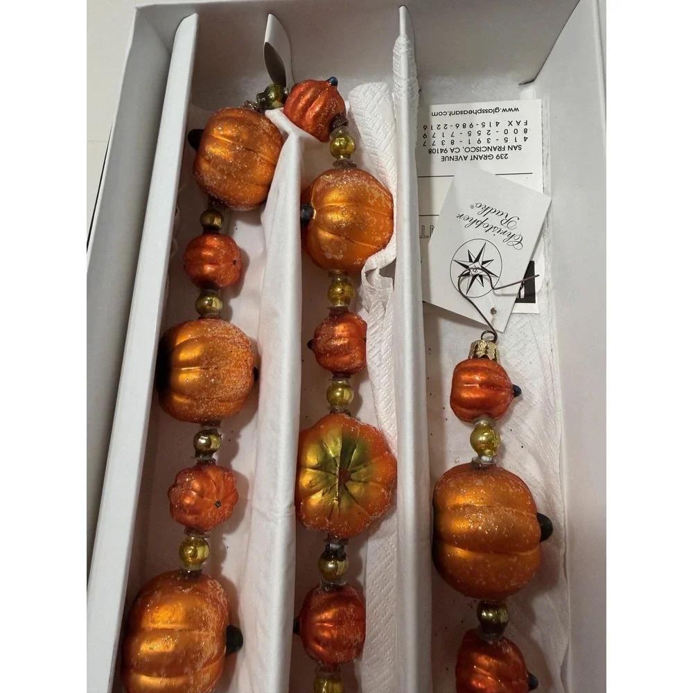 Vintage Christopher Radko 2000 Pumpkin Garland 00-152-0 Glass 36